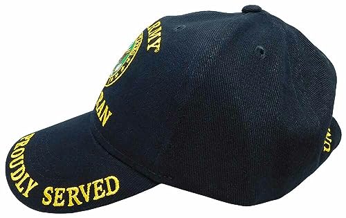 N/A.1 Ant Enterprises U.S. Army Veteran Proudly Served Black Adjustable Embroidered Cap Hat Licensed