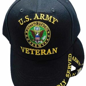 N/A.1 Ant Enterprises U.S. Army Veteran Proudly Served Black Adjustable Embroidered Cap Hat Licensed