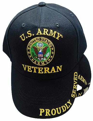 N/A.1 Ant Enterprises U.S. Army Veteran Proudly Served Black Adjustable Embroidered Cap Hat Licensed