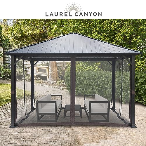 LAUREL CANYON 10 Ft. x 10 Ft. Galvanized Steel Hardtop Gazebo with Mosquito Netting