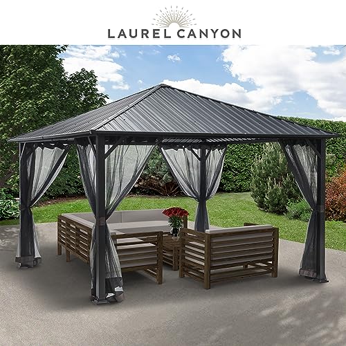 LAUREL CANYON 10 Ft. x 10 Ft. Galvanized Steel Hardtop Gazebo with Mosquito Netting