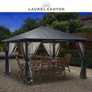 LAUREL CANYON 10 Ft. x 10 Ft. Galvanized Steel Hardtop Gazebo with Mosquito Netting