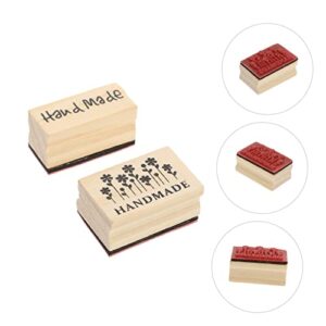 TEHAUX 2pcs Handmade Seal Wooden Decor Arts and Crafts Kit Stationary Scrapbook Stamp Making Wooden Rubber Wood DIY Scrapbook Seal Multi-Purpose Stamps DIY Wooden Stamps Self Made