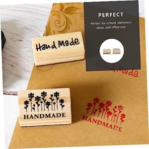 TEHAUX 2pcs Handmade Seal Wooden Decor Arts and Crafts Kit Stationary Scrapbook Stamp Making Wooden Rubber Wood DIY Scrapbook Seal Multi-Purpose Stamps DIY Wooden Stamps Self Made