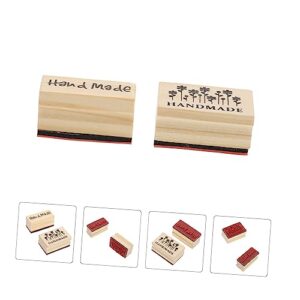 TEHAUX 2pcs Handmade Seal Wooden Decor Arts and Crafts Kit Stationary Scrapbook Stamp Making Wooden Rubber Wood DIY Scrapbook Seal Multi-Purpose Stamps DIY Wooden Stamps Self Made