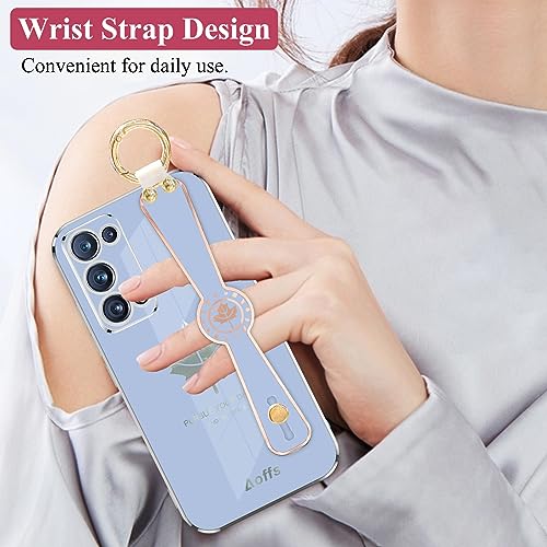 Kainevy Phone Case for Oppo Reno 6 Pro 5G Case Aesthetic Silicone Shockproof for Women Protector Cover Oppo Reno 6 Pro 5G Phone Case Slim with Ring Wrist Starp Maple Leaf Pattern Design (Grey)