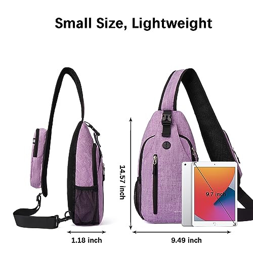 BOSTANTEN Sling Bag, Crossbody Backpack RFID Shoulder Chest Bag for Men Women Travel Hiking Casual Daypack, Purple