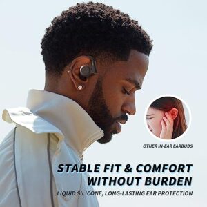 Janient Open Ear True Wireless Headphones, Fast Charging Bluetooth 5.3 Headsets Earbuds with Microphone, Waterproof Noise Cancellation Earphones Compatible with iPhone & Android, 20Hrs Playtime