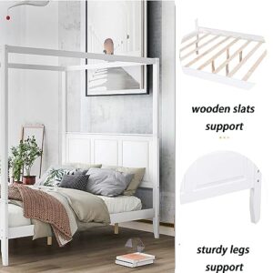 Queen Size Canopy Platform Bed Frame with Headboard & Footboard, Modern Platform Bed with Sturdy Slatted Structure, No Box Spring Needed, Easy Assembly for Bedroom Boys Girls Teens Room (Queen)