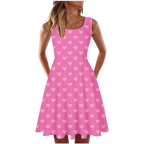 Pink Dress Cute Pink Dress 1950S Dresses for Women Pink Dress for Girls Pink Skater Dress Vestidos Elegantes De Mujer para Fiesta Plus Size Lightning Deals of Today Prime Clearance