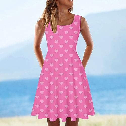 Pink Dress Cute Pink Dress 1950S Dresses for Women Pink Dress for Girls Pink Skater Dress Vestidos Elegantes De Mujer para Fiesta Plus Size Lightning Deals of Today Prime Clearance