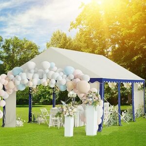 Sophia & William 16'x 20' Gazebo Party Tent White & Navy Blue, Outdoor Patio Wedding Event Camping Canopy Shade with 6 Removable Side Walls and Carry PE Bag, Heavy Duty Galvanized Steel Frame