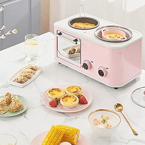 CZDYUF 3 in 1 Electric Home Breakfast Machine Mini Bread Toaster Oven Omelette Frying Pan Hot Pot Food Steam Boiler