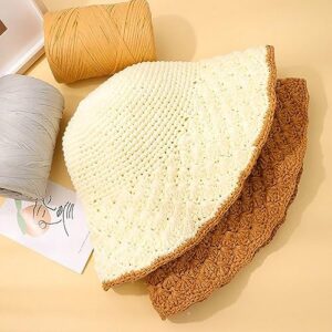 2Roll 164yard Rattan Crochet Yarn Knitting Yarn Soft Craft Ribbon Yarn Polyester Yarn Crochet Rattan Thread for DIY Handmade Sun Hat Baskets Handcrafts Festival Gifts Cakes Packing Wrapping