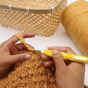 2Roll 164yard Rattan Crochet Yarn Knitting Yarn Soft Craft Ribbon Yarn Polyester Yarn Crochet Rattan Thread for DIY Handmade Sun Hat Baskets Handcrafts Festival Gifts Cakes Packing Wrapping