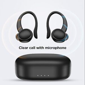 Wiykasenbos Open Ear Headphones Open Ear Earbuds air Conduction Headphones Noise Cancelling Headphones with Microphone IPX5 Waterproof Headphones for Sport with Charging case