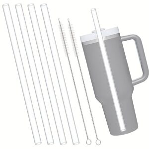 ouharty 12.2-inch 4-pack replacement straws for stanley 40 oz 30 oz cup tumbler, reusable straws compatible with stanley cup and simple modern tumbler with handle, bpa-free straw with cleaning brush