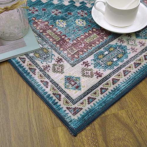 GAOMON Bohemian Washable Area Rug 5x7 Vintage Boho Living Room Rug Non-Slip Nursery Rug for Bedroom, Low-Pile Retro Carpet Print Distressed Entryway Rug for Dining Room Office