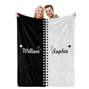 prints fun personalized hubby and wifey blanket with name, customized wedding gifts for couples, bride gifts for wife husband blanket for valentines day birthday christmas anniversary married gifts