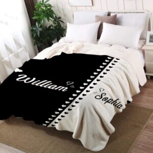 Prints Fun Personalized Hubby and Wifey Blanket with Name, Customized Wedding Gifts for Couples, Bride Gifts for Wife Husband Blanket for Valentines Day Birthday Christmas Anniversary Married Gifts