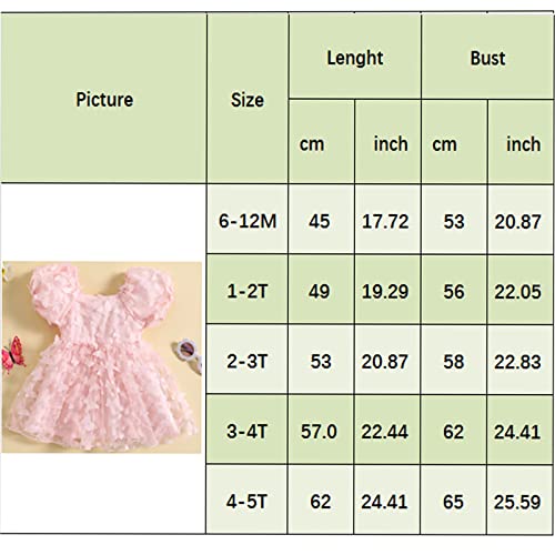 Kids Toddler Baby Girl Princess Dress 3D Butterfly Tulle Dress Summer Fairy Cosplay Birthday Tutu Dress (Multicolored, 4-5 Years)