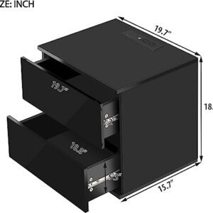BKEKM Nightstands Bedside Tablewireless Charging Nightstand Remote Control Led Light-Dark End Table USB Charging 2 Drawers Bedside Cabinet Well Made
