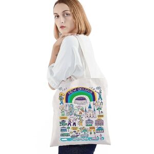 BWWKTOP New Orleans Louisiana Tote Bag New Orleans Trip Gifts New Orleans Grocery Bag New Orleans Souvenirs Gift (New Orleans)