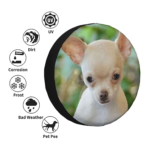 Chihuahua Dog Print Spare Tire Cover Funny Wheel Covers Waterproof Dust-Proof Wheel Protectors Fit for Trailer SUV Truck Camper 15 Inch