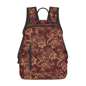 jzdach laptop backpack travel backpack large diaper bag doctor bag backpack for women & men (for flower maroon gold floral classy burgundy antique)
