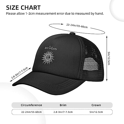 CASOWAT Alice Rock in Chains Band Mesh Baseball Cap for Men Women Adjustable Snapback Caps Summer Trucker Hat Black