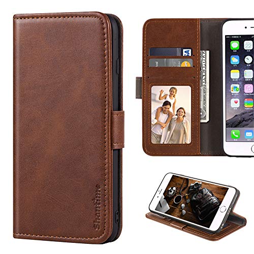 Shantime for Oppo Realme 11 4G Case, Leather Wallet Case with Cash & Card Slots Soft TPU Back Cover Magnet Flip Case for Oppo Realme 11 4G (6.4”) Brown