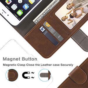 Shantime for Oppo Realme 11 4G Case, Leather Wallet Case with Cash & Card Slots Soft TPU Back Cover Magnet Flip Case for Oppo Realme 11 4G (6.4”) Brown