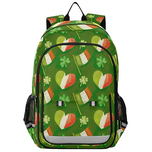 CHIFIGNO St. Patrick's Day Shamrock Ireland Flag Backpacks for Girls Boys Laptop Backpack School Backpacks College Backpacks with Reflective Stripes