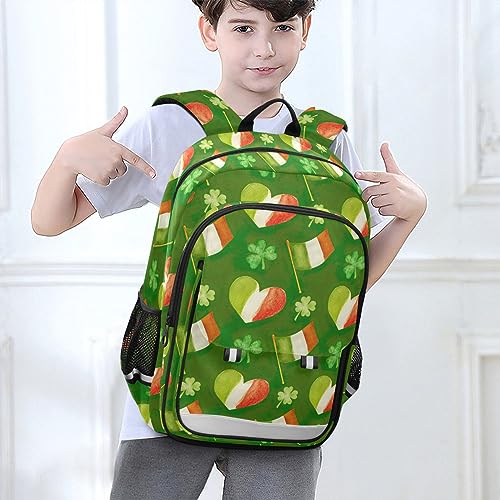 CHIFIGNO St. Patrick's Day Shamrock Ireland Flag Backpacks for Girls Boys Laptop Backpack School Backpacks College Backpacks with Reflective Stripes