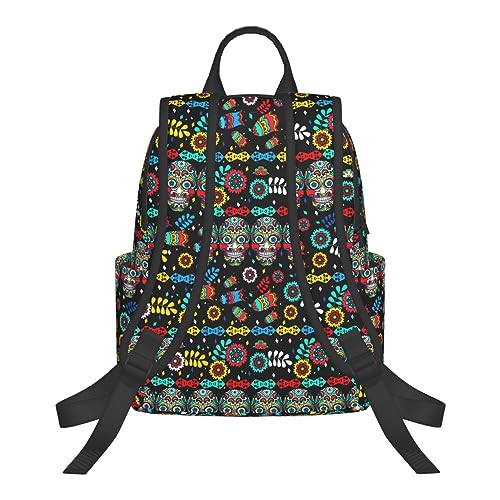 JZDACH For Flowers Mexican Sugar Skull backpack book bags for college lightweight laptop backpacks for Men Women