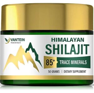 himalayan shilajit resin supplement 500mg, 85+ trace minerals complex for brain booster, energy, immune support, overall health - 50g (2-3 month supply)