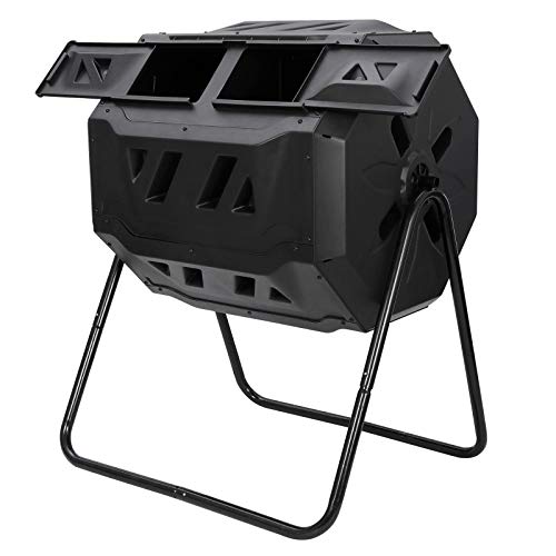 Compost Bin Large Composting Tumbler 43 Gallon Dual Rotating Outdoor Garden