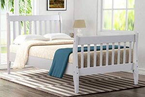 fiqhome twin size wood platform bed frame,kids bed single bed with headboard and wood slat support mattress foundation, twin (white)