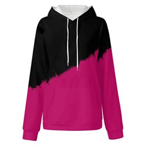 Women Sweatshirt Pullover Hoodies Womens Plus Size Casual Hooded Sweatshirt With Pockets Long Sleeve Drawstring Sweatshirt Sweatshirts for Women Hot Pink