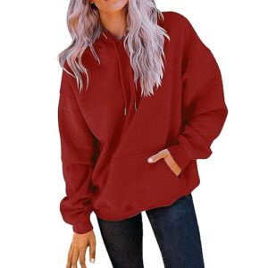 women sweatshirt pullover hoodies women's casual pocket hoodie long sleeve fashion rope pullover hoodie top women casual sweatshirt hot pink