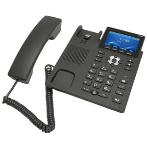 voip phone, business voip network landline telephone with 3.5 inch color screen, support 2.4g 5g wifi, rj45 network fixed phone with programmable buttons for office home (us plug)