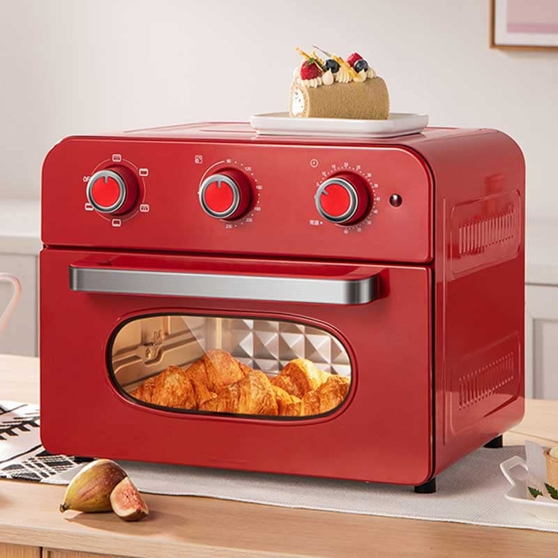 CZDYUF Electric mini oven multi-function hard with time broil includes baking pan and rack toaster pizza