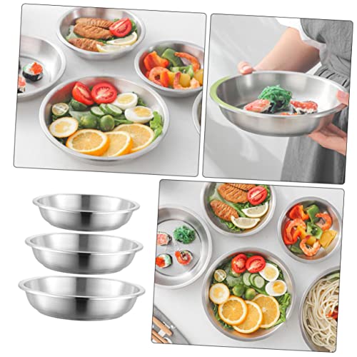 SWOOMEY 3pcs Stainless steel dish dinner plate nonstick nesting plates sizzling platter appetizer plates metal plate bowl gold charger plates bbq plate stanly fruits thicken South Korea