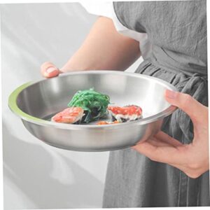 SWOOMEY 3pcs Stainless steel dish dinner plate nonstick nesting plates sizzling platter appetizer plates metal plate bowl gold charger plates bbq plate stanly fruits thicken South Korea