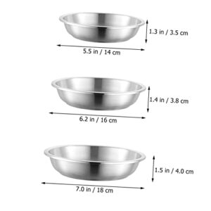 SWOOMEY 3pcs Stainless steel dish dinner plate nonstick nesting plates sizzling platter appetizer plates metal plate bowl gold charger plates bbq plate stanly fruits thicken South Korea