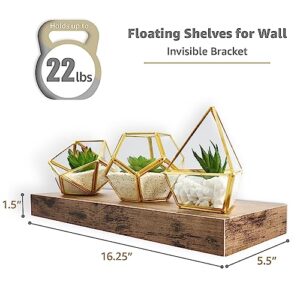 Sorbus Floating Shelves Bundle - 6 Rectangular Floating Shelves - 3 Support Bar Shelves & 3 Flat Floating Shelves - Hanging Wall Shelves for Home Decor