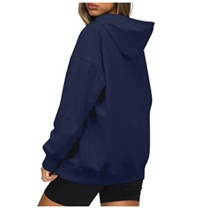 ZEFOTIM Womens Hoodies Zip Up Oversized Basic Fall Outfits for Women 2023 Button Down Long Sleeve Plus Size Mom Sweatshirts for Women Sexy Work Dressy Women Tops Sudaderas Para Mujer Navy M