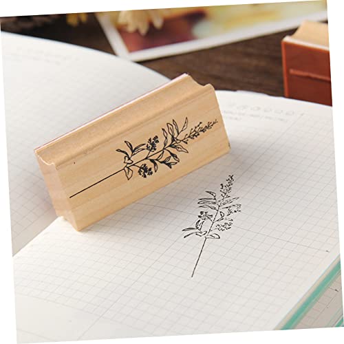 COHEALI 8pcs Wooden Seal Planner Stamp Set Making Stamp Wooden Rubber Paint Brishes Letter Stamps Woodsy Decor Scrapbook Stamp Wood Mounted Rubber Stamp DIY Wood Stamp Plant Journal Wooden