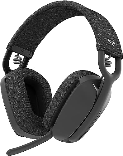 Logitech Zone Vibe 100 Lightweight Wireless Over Ear Headphones with Noise Canceling Microphone, Works with Teams, Mac/PC - Graphite (Renewed)