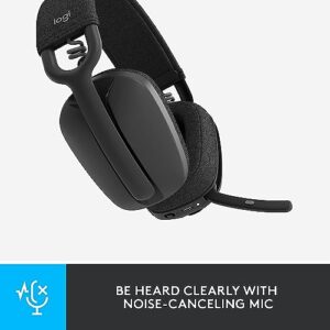 Logitech Zone Vibe 100 Lightweight Wireless Over Ear Headphones with Noise Canceling Microphone, Works with Teams, Mac/PC - Graphite (Renewed)